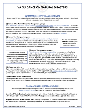 VA Guidance on Natural Disasters